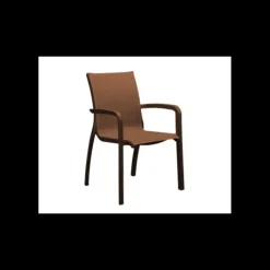 Fauteuil d'extérieur Bronze et Toile Cognac Sunset Grosfillex