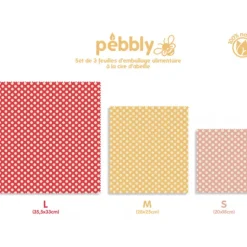 Feuille Emballage Alimentaire Cire Abeille Pois (x3) Pebbly