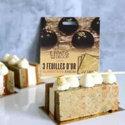 Feuilles d'Or Alimentaire 22 carats 3 feuilles Patisdécor