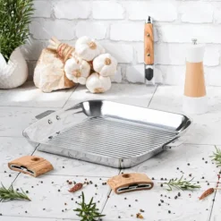 Grill Carré Casteline 30 cm Poignée Amovible Inox Cristel