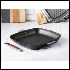 Grill Carré Cookway 28 cm Poignée Amovible Ultralu Cristel