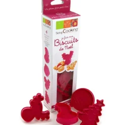 Kit 4 découpoirs à éjecteurs pour Biscuits Noël