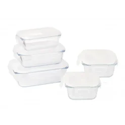 Lot 5 Boîtes de Conservation en Verre Pebbly