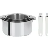 Lot de 4 Casseroles inox avec 2 Poignées Blanches Mutine Amovibles Cristel