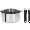 Lot de 4 Casseroles inox avec 2 Poignées Noires Mutine Amovibles Cristel