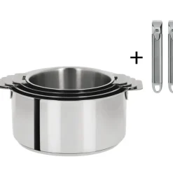 Lot de 4 Casseroles inox Mutine avec 2 Poignées Zénith Amovibles Cristel