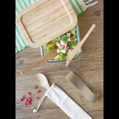 Lunch Box Verre et Bambou avec Couverts 1 L Pebbly