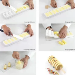 Moule à glace silicone 8 mini Tango avec bâtonnets SilikoMart