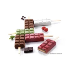 Moule à glace silicone Choco 12 empreintes avec bâtonnets SilikoMart