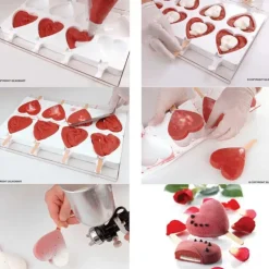 Moule à glace silicone Coeur 8 empreintes avec bâtonnets SilikoMart