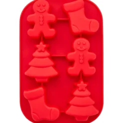 Moule en Silicone Sapin de Noël, Pain d'Epice et Chaussette de Noël 6 Empreintes Wilton