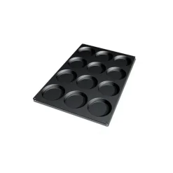 Moule Silicone 12 Fonds de Tarte Biscuit Ø12 x 2,2 cm 120ml SilikoMart Professional