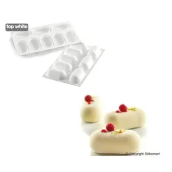 Moule Silicone 8 Ovales Bombés 8,2 x 4,3 cm 81ml SilikoMart Professional