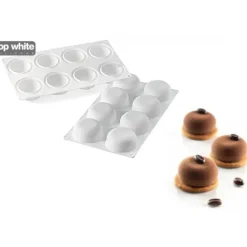 Moule Silicone 8 Ronds Bombés 85 ml Silikomart Professional