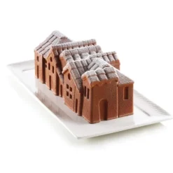Moule Silicone Bûche Winter Village 21,8 x 8,8 x H 8 cm Silikomart
