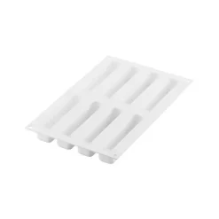 Moule Silicone Éclairs Stripe 13 x 2,8 cm x H 2,8 cm (x8) Silikomart Professional