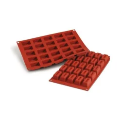 Moule Silicone Savarin Rectangle 4,4 x 2,6 cm x H 2,2 cm (x25) Silikomart