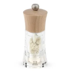 Moulin à Sel Humide Oléron 14 cm Transparent-Bois Naturel Peugeot