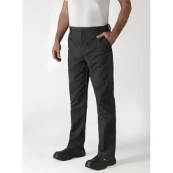 Pantalon de Cuisine Mixte Rayé Noir/Blanc TIMEO T.36 Robur