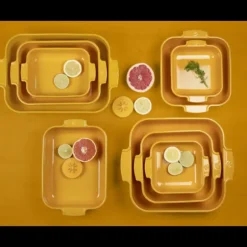 Plat à Four Carré en Céramique Appolia 36 cm Jaune Safran Peugeot