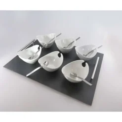 Plateau 6 coupelles Jonque Blanches par LeBrun