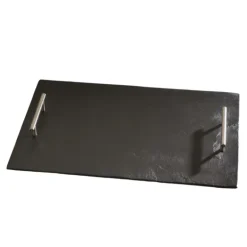 Plateau ardoise poignées métal par LeBrun (46x30cm)
