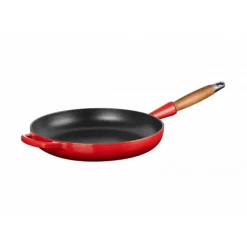 Poêle en Fonte 28 cm Cerise avec Manche en Bois Le Creuset Signature