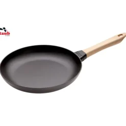 Poêle en Fonte Noir 28 cm Manche Bois Staub