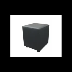 Pouf Carré en Simili Cuir Noir Lisbonne 2imahl