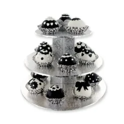 Présentoir Argenté Cupcakes 3 Etages Ronds Gatodéco