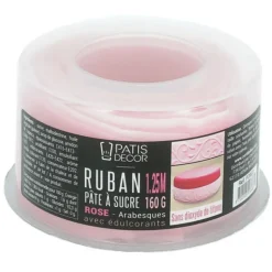 Ruban Pate à Sucre Rose Arabesque 1,25 m x H 5 cm Patisdécor