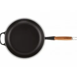 Sauteuse en Fonte 28 cm Noir Mat avec Manche en Bois Le Creuset Signature
