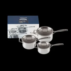 Set 3 Pièces Casseroles Inox avec Couvercle Le Creuset