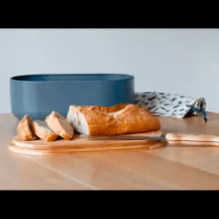Set Boîte à Pain Ardoise Métal et Bambou 4 Pièces Pebbly