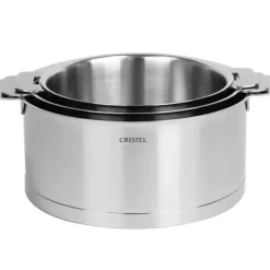 Série de 3 Casseroles + Poignée Strate Amovible Inox Cristel