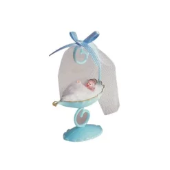 Sujet bapteme Garçon Berceau Bleu 10 cm
