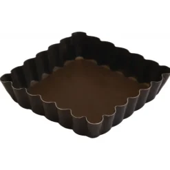 Tartelette carrée cannelée fond fixe